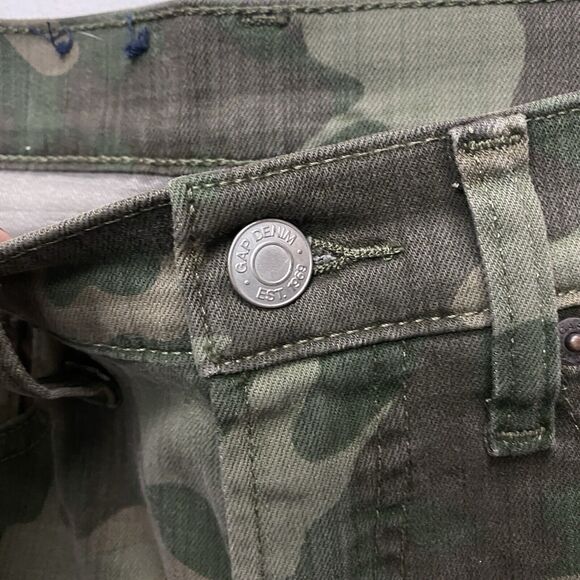 Gap Camouflage Pants Women's Sz 29/8 Petite True Skinny High Rise Olive Green - Picture 4 of 12